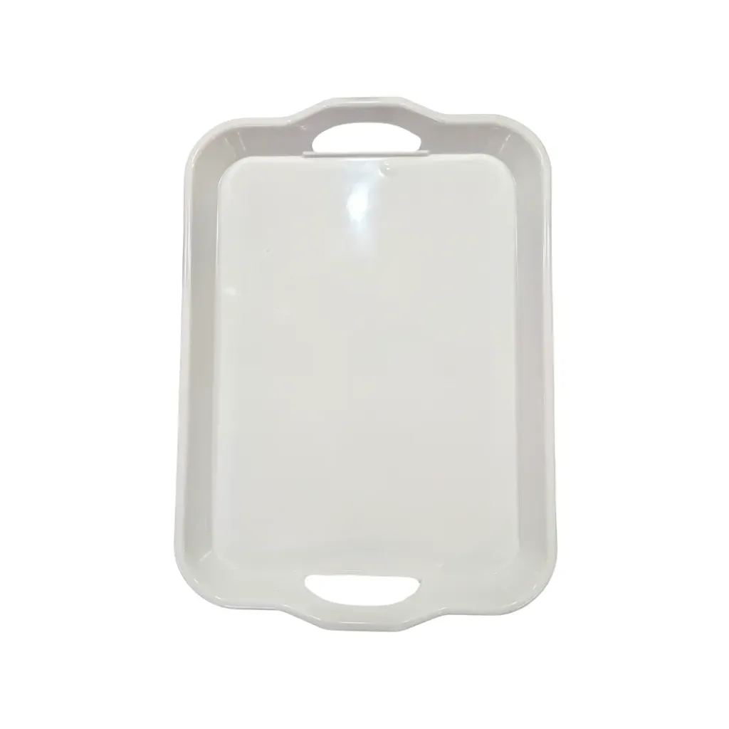 Rectangular White Tray with Handle